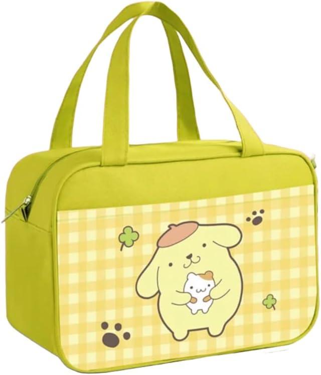 Lunch Bag Cooler Tote Large Insulated Kawaii Leak Proof Food Portable Waterproof Reusable Anime for Work Picnic Travel (Yellow Pom Pom)