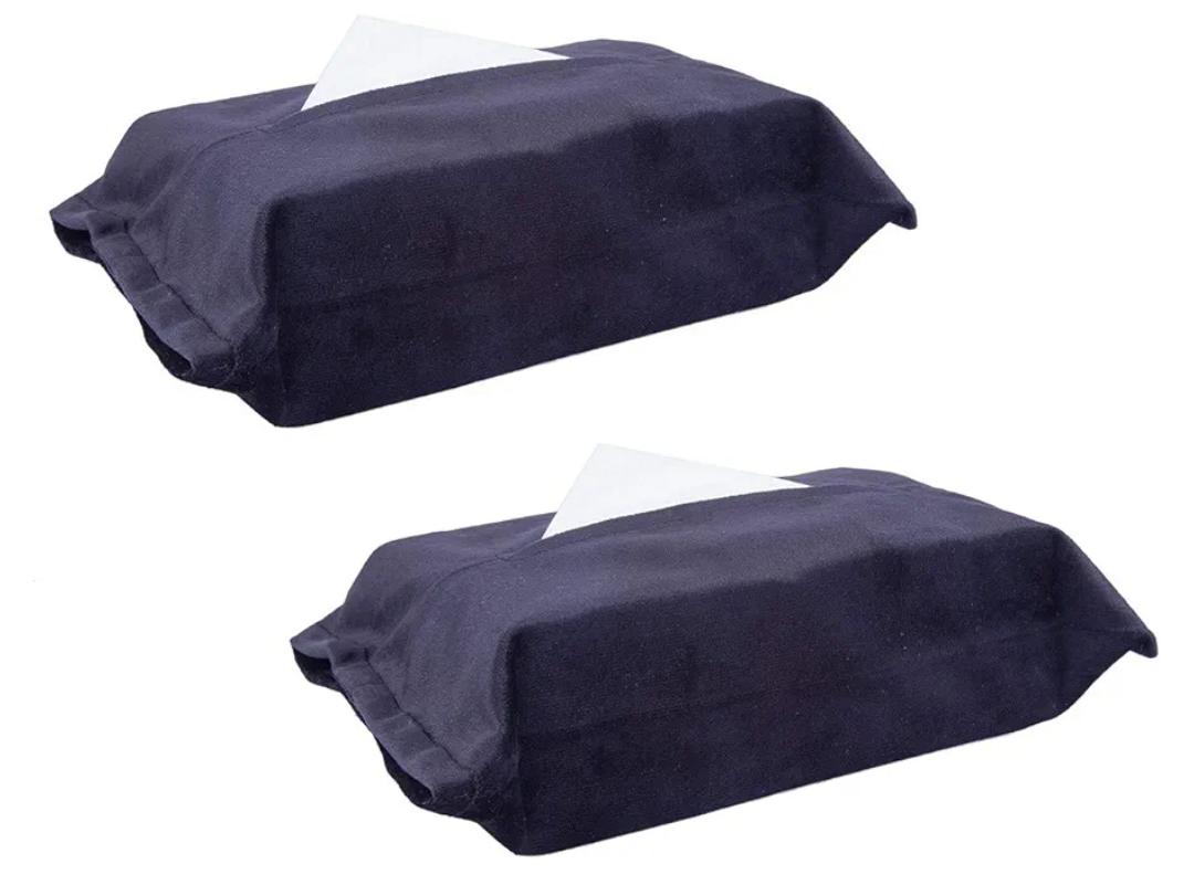 rockcloud Pack of 2 Velvet Tissue Box Holder, Decorative Napkin Paper Facial Tissue Box Cover for Bedroom, Bathroom, Car or Office, Black