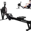 Fitvids Air Rowing Machine for Home,10-Level Adjustable Resistance Professional Indoor Rowers,Commercial Row Machines with LCD Display,Transport Wheels,Comfortable Seat,Adjustable Device Holder