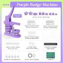 Mryitcal Button Maker Machine 1''+1.25''+2.25'' Pin Maker Button Press Machine w/ 300 Metal Pinback, 10 Fridge Magnet, 5 Badge Charm, 1 Cutting Mat, Badge Making Kit for Custom Badge, Party Favors (Purple)