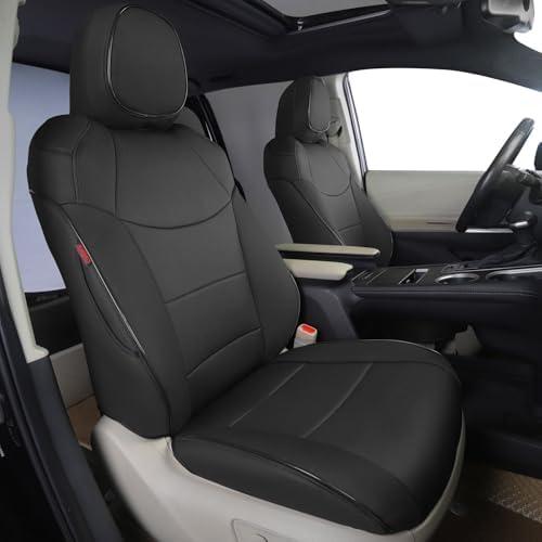 HKZ Sienna Car Seat Covers for Toyota Sienna LE, XLE,XLE Plus, 2021 2022 2023 2024 2025 (Only for 8-Seats Model),3-Row Full Set,Leather Seat Covers-Black