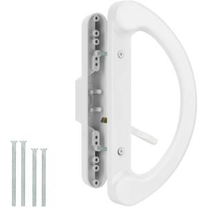 Patio Sliding Glass Door Handle Replacement Set Mortise Style Reversible Design Non-keyed Sliding Patio Door Handles, White Diecast Finish Fits 3-15/16 Screw Hole Spacing