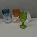 Zhehao 16 Pcs Acrylic Vintage Wine Glasses 12 oz Embossed Pattern Colored Wine Glasses Shatterproof Reusable Drinkware Set Champagne Plastic Goblets Clear Drinking Cups for Wedding Party Bar 5 Colors