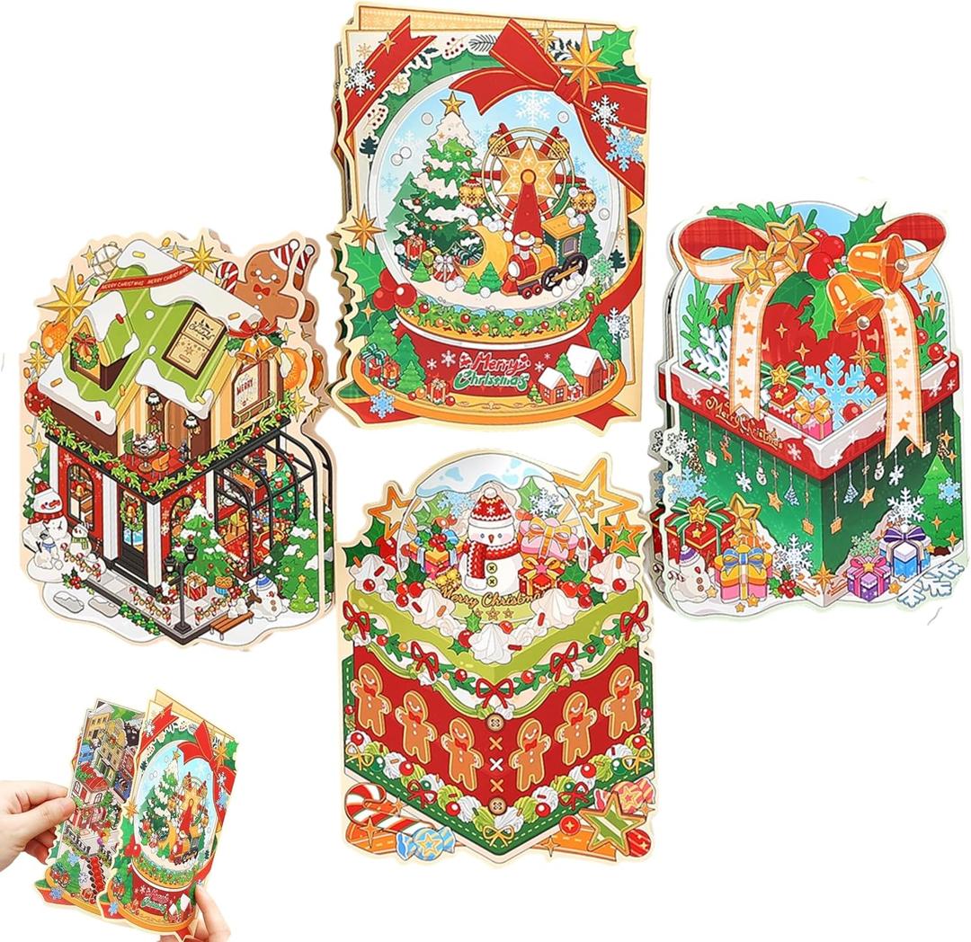 2 x 3D Sticker Scene 4 Sets Christmas Scene Stickers for Adults and Kids Sticker Therapy Featuring Christmas Themes (No Tweezers)