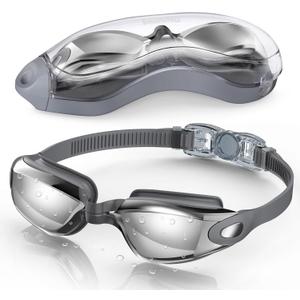 Aegend Swim Goggles, Swimming Goggles No Leaking Full Protection Adult Men Women Youth (Gray Silver)