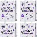 Brattol 16 Pieces Purple Happy Birthday Goodie Bags for Pop Music Birthday Gift Snacks Treat Candy Favors Bags for Vocalist Music Tour Concert Party Fans Gathering Theme Birthday Party Decorations