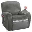 ZNSAYOTX Stretch Velvet Recliner Cover 4-Pieces, Thick Soft Recliner Chair Slipcover with Pocket, Non-Slip Elastic Bottom for Kids Pets, Luxury Plush Reclining Protector Comfy Washable (Grey)