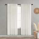 KOUFALL 78 Inch Curtains 2 Panel Set,Linen Sheer Closet Curtain for Open Closet Door,Cream (Natural)