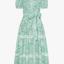 GRACE KARIN Women's 2025 Summer Floral Flowy Dresses Boho Tie Belt Short Puff Sleeve A Line Maxi Shirt Dress with Pocket, 2XL