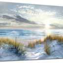 Lapremoly Framed Wall Art - Large Ocean Beach Wall Decor for Living Room, Office, Modern Bedroom - Blue Sea Landscape Pictures - 24"X48"