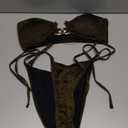 ZAFUL Metal Ring Bandeau Bikini Set Tie Side Bathing Suit High Cut 2 Piece Swimsuit Cutout Swimwear M