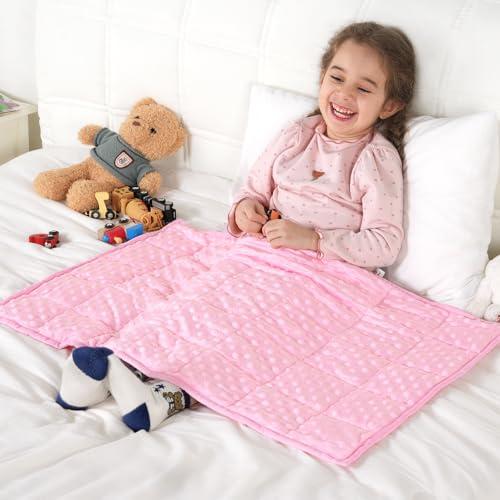 Kivik Weighted Lap Pad, Minky Dots Small Weighted Blanket 2lbs, 20"x30", Ultra-Soft Weighted Throw Blankets, All-Season Cozy Breathable Mini Lap Blanket for Calming and Better Sleep, Washable, Pink