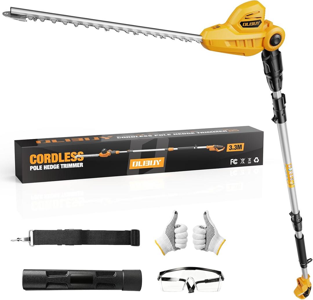 Pole Hedge Trimmer for Dewalt 20V Battery, Pole Trimmer with 135Adjustable Head,Sectional Extension Pole with 16 FT Reach,16-Inch Dual-Action BladeBattery Not Included