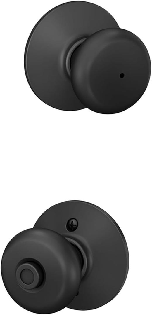 Schlage F40 PLY 622 Plymouth Door Knob, Bed & Bath Privacy Lock, Matte Black