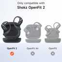 SURITCH for SHOKZ New OpenFit 2 Case Cover, Magnetic Locking Cases for SHOKZ OpenFit 2 Open-Ear Headphones, Shockproof Bumper Protective Covers with Carabiner & Keyring & Cleaner Kit, Black