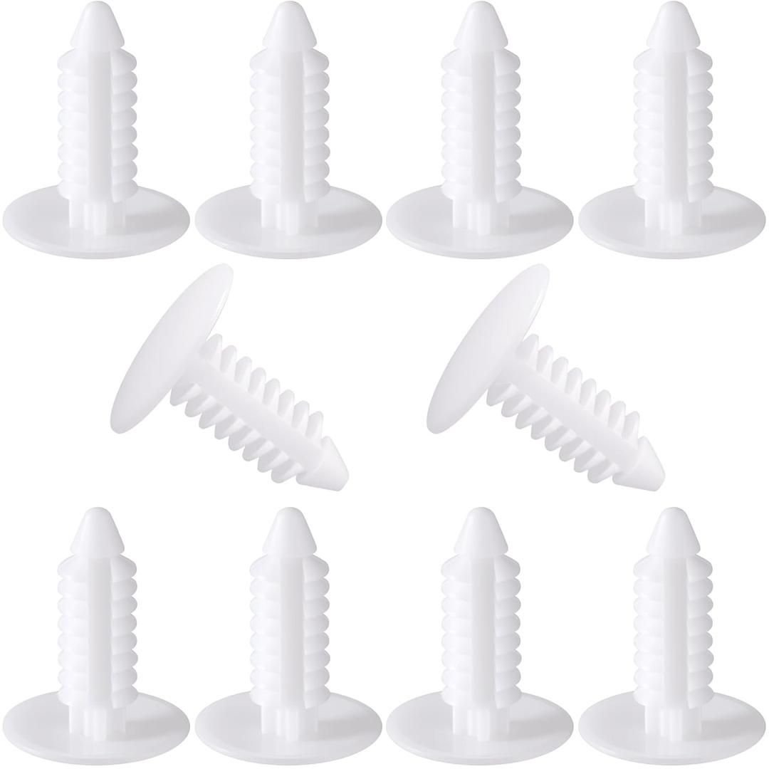 10 Pcs White Bumper Plugs, License Plate Hole Plugs, Plastic Push Pins Automotive, Bumper Hole Plugs, Push Clips Automotive for 8mm Rivets Car Plate Hole (White)