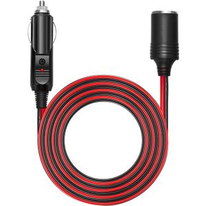 Chanzon 12V/24V Car Cigarette Lighter Extension Cord - 6Ft UL 16AWG Cable with 15A Fuse - Heavy Duty Auto DC Power Plug Connector for Tire Inflators, Cleaners & Adapter - Male to Female Socket
