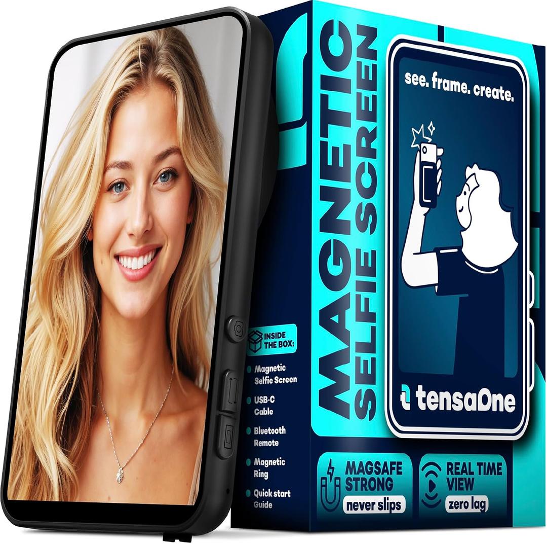 Selfie Monitor Screen for iPhone & Android Magnetic Wireless Vlog Screens for Back Camera, 4K Mirroring External Monitors, Content Creator Cell Phone Accessories with Bluetooth Remote