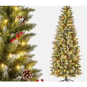 6 FT Pre-Lit Artificial Christmas Tree with 618 Snowy Branch Tips 280