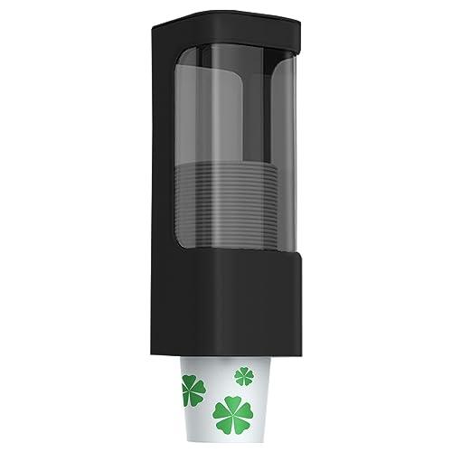 IWNTWY Cup Dispenser, Wall Mount Water Cooler Cup Holder Fit 3-5oz Small Cups, Pull Type Cups Holder for Home, Bathroom, Office Hospital, Adhesive Paste or Screw Install (Black)