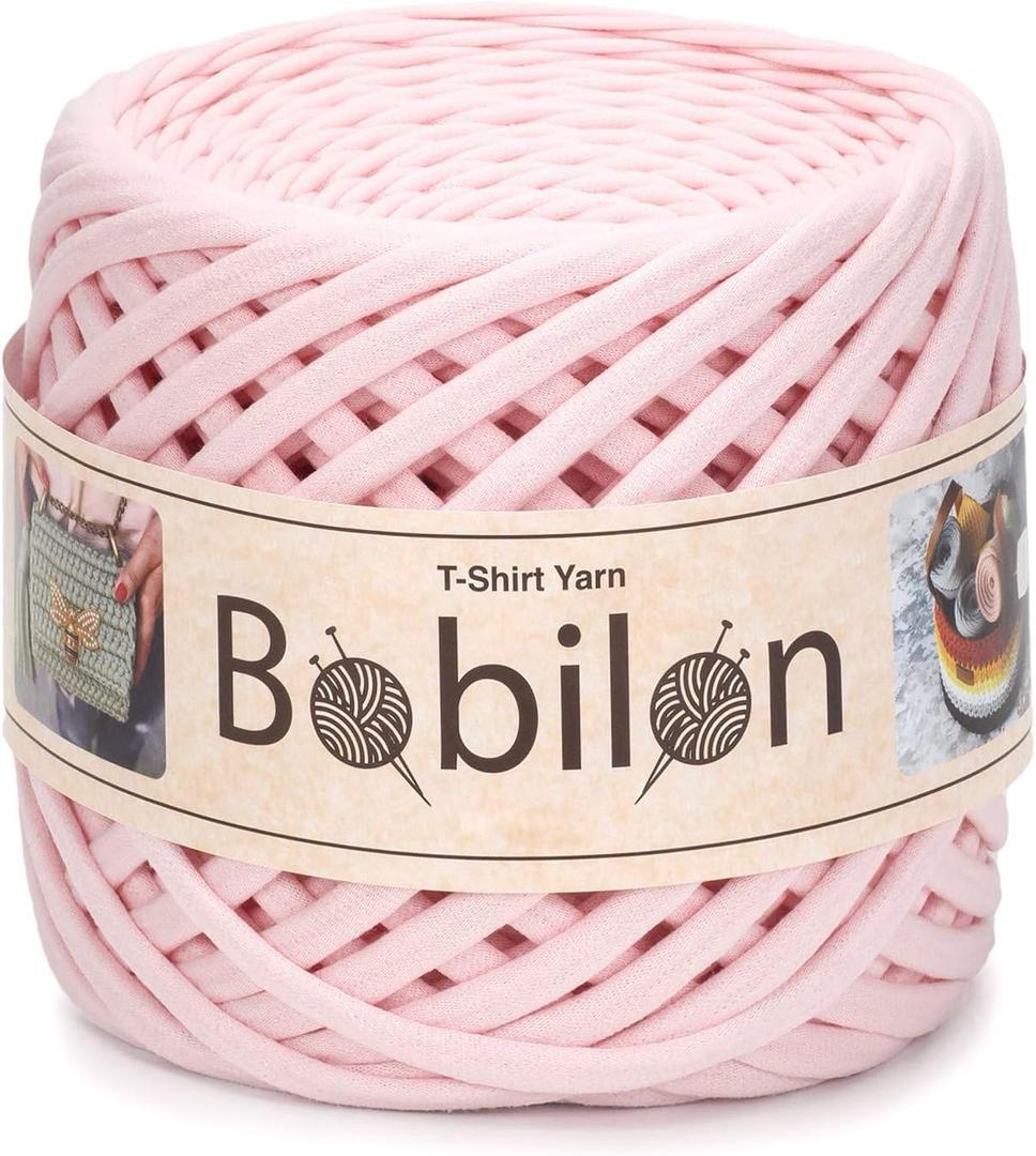 Cotton T-Shirt Yarn  35 mm Jersey Ribbon for Crochet, Knitting, Macrame, DIY Crafts  110 Yards  Fettuccini Zpagetti Style  Organic Cotton Thread - Blush Pink