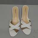 wetkiss Womens Heeled Sandals Open Round Toe Slip on Kitten Heel Mules Low Heel Slide Sandals for Women Cross Strap Backless Mule Flats Comfortable Summer Dress Heels, Size 11