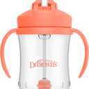 Dr. Brown's Milestones Baby's First Straw Cup, Training Cup with Weighted Straw, 9oz/270mL, Coral, BPA Free, 6m+