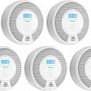 X-Sense 10-Year Battery Combination Smoke Carbon Monoxide Alarm Detector with Large LCD Display, Standalone Model, 5-Pack