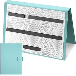 Flutesan 1 Pcs Mint Blue Knitting Pattern Holder, Fold up Cross Stitch Knitting Chart Keeper with 4 Pcs Replacement Magnets, Cross Stitch Accessories Supplies, Unfolded Size 13.2 x 9 Inch