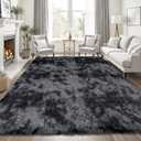 8x10 Area Rugs for Living Room Bedroom: Black Grey Soft Fluffy Shag Upgrade Non-Slip High Pile Carpet Large Fuzzy Plush Indoor Floor Decor Shaggy Rug for Kid Boys Girls Playroom Nursery Modern Home
