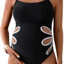 OYOANGLE Women's Maternity One Piece Swimsuits Cut Out Spaghetti Strap Pregnancy Bathing Suits Swimwear, Medium 