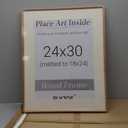 24 x 30 Poster Frame, USA-Sourced Natural Cherry Wood Picture Frame with Tempered Glass, Handcrafted Rounded Corner 24x30 Wooden Frame Matted to 18x24 Photos, Horizontal or Vertical Wall Mounting