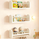 OurWarm Nursery Book Shelves for Wall Set of 3, White Natural Wood Nursery Floating Shelves with Towel Bar, Wall Mounted Floating Bookshelves for Baby Room Kids Room Living Room Storage and Decor