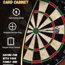 Sisal Dart Board Cabinet Sets, Decorative Dart Boards for Adults [6*Steel Darts] - Wooden Dartboard Cabinet with Integrated Scoreboard for Family Game Rooms