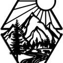 WADORN Mountain Waterfall Wall Art Decor, Nature Landscape Silhouette Sculpture Wall Art Mountain Forest Sun Wall Art Plaque Home Decor for Home Balcony Courtyard Living Room Indoor, 11.8x11.2 Inch