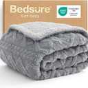 Bedsure Gentlesoft Sherpa Fleece Throw Blanket for Couch - Fluffy & Cozy Cable Jacquard Tufted Women Throw Gifts for Mom Mothers Day and Decor, Thick and Warm Blankets for Winter, Grey, 50x60 Inches