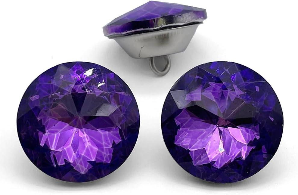 Let's Decorate Crystal Glass Buttons - 25MM/1 inch, Sofa Sewing Buttons, Headboard Decoration, Upholstery DIY, 20PCS (Purple)