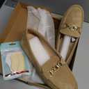 Cvistpieo Loafers for Women Business Casual Shoes Comfortable & Lightweight Penny Loafers Slip On Work Flats Suede Beige Size 10 Wide Width