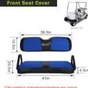 Golf Cart Seat Covers for EZGO TXT 1994-2013 Front Seat Covers Thicken Breathable Mesh with Vinyl Leather Fits OEM Ordinary Cushion Covers No Nail Gun Easy to Install Black & Blue
