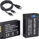 LP LP-E17 Battery 2-Pack 1450mah USB-C Charging Port Battery for Canon EOS R50 RP R10 R8, Rebel T8i, T7i, T6i, T6s, SL2, SL3, EOS M3, M5, M6, EOS 200D, 77D, 750D, 760D, 800D, 8000D Digital SLR Camera