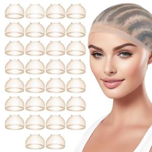 TaShow 30 Pcs Wig Caps for Women Lace Front, Ultra Thin Stocking Cap for Women, Breathable Wig Cap for Long Thick Hair, Wig Caps with Elastic Band Transparent