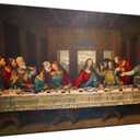 Large The Last Supper Wall Art Jesus Christian Artwork Vintage Home Decoration Print for Living Room Office Framed 24x48inch Painting Brown (24x48inch, the last supper)
