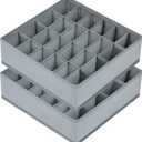 Joyoldelf Sock Drawer Organizer Divider 2 Packs Underwear Organizer, 24 Cell Closet Organizers and Storage Organizer Sock Holders Organizers for Storing Socks, Handkerchiefs, Ties, Belts (Grey)