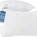 Pillows King Size Set of 4, Grid Hotel Bed Pillows for Sleeping,Medium-Firm Microfiber Pillows for Side, Back and Stomach Sleepers