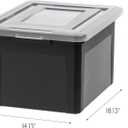 IRIS USA File Box, Plastic File Organizer with Lids for Letter/Legal File, Portable Document Box For Moving, Storage Bin with Durable and Secure Lid, Stackable Nestable BPA-Free, Black 35 Qt. 1 Pack