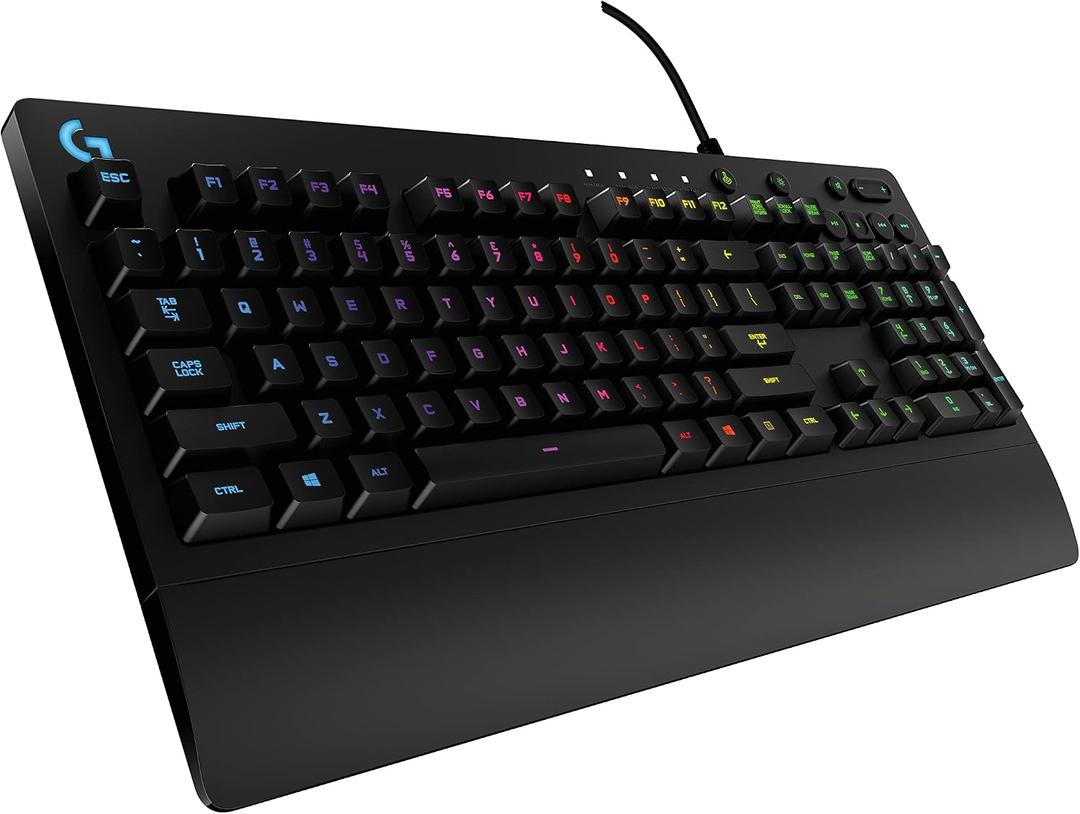 Logitech G213 Prodigy Gaming Keyboard - Wired RGB Backlit Keyboard with Mech-Dome Keys, Palm Rest, Adjustable Feet, Media Controls, USB, Compatible with Windows Black