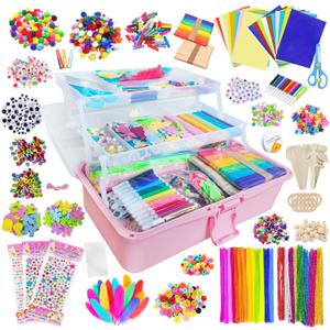 Itopstar 3000 Kids Arts and Crafts Supplies for Kids Crafting Supply in 3 Layered Plastic Art Box All in One Ages 8 9 10 11 & 12 Year Old Girls & Boys Crafting Supply Set