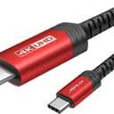 JSAUX USB C to HDMI Cable 16.4ft/5M (4K@60Hz), USB 3.1 Type C to HDMI 2.0 Cord, HDR, HDCP 2.2 Compatible with iPhone 16/16 Plus/16 Pro/16 Pro Max, Galaxy S24 S23 S22, iPad Pro -Red
