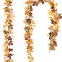 DearHouse 2 Pack Maple Leaf Vine Garland, 6.5 Ft/Piece Artificial Autumn Foliage Thanksgiving Decor for Home Wedding Fireplace Party Christmas