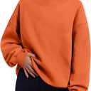 Trendy Queen Womens Oversized Sweatshirts Turtleneck Pullover Long Sleeve Hoodies Tops Fall Fashion Outfits 2025 Clothes (Large, Orange)
